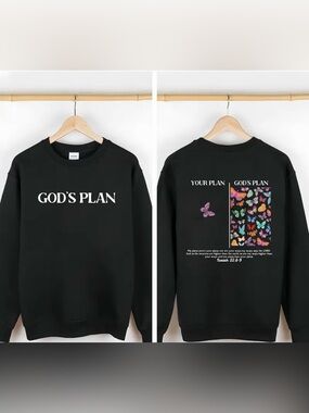 Your Plan And God's Plan Christian Sweatshirt Size M Black Unisex